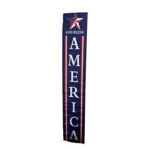 God Bless America Patriotic Vertical Banner Flag Over 3 Ft Red White Blue Party